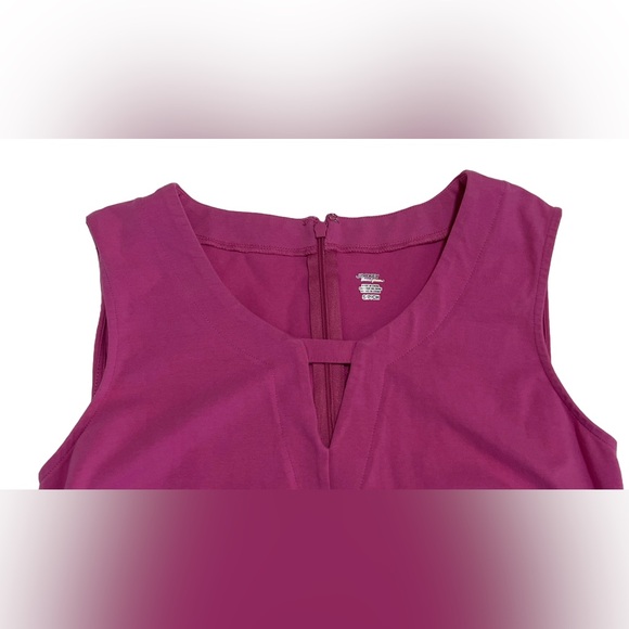 JOCKEY hot pink sleeveless stretchy cotton blend midi dress with pockets, small - Picture 4 of 9